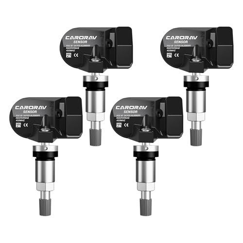 CARORAV 56029398AB TPMS Sensor,Pre-Programmed Tire Pressure Sensor Replacement for Chrysler Jeep Wrangler,Dodge Ram 1500 2500 3500,433MHz Replaces#68142397AA 68241067AA 4-Pack - Image 1