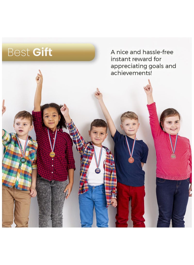 Home Smart Award Medal Set of 5 Pcs Assorted Color and Design with Ribbon Party Favors and Sport Competitions Awards - Image 4