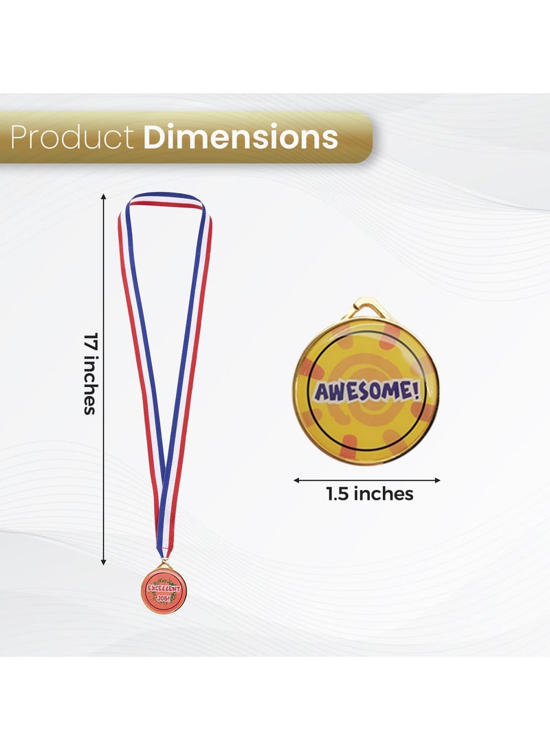 Home Smart Award Medal Set of 5 Pcs Assorted Color and Design with Ribbon Party Favors and Sport Competitions Awards - Image 3