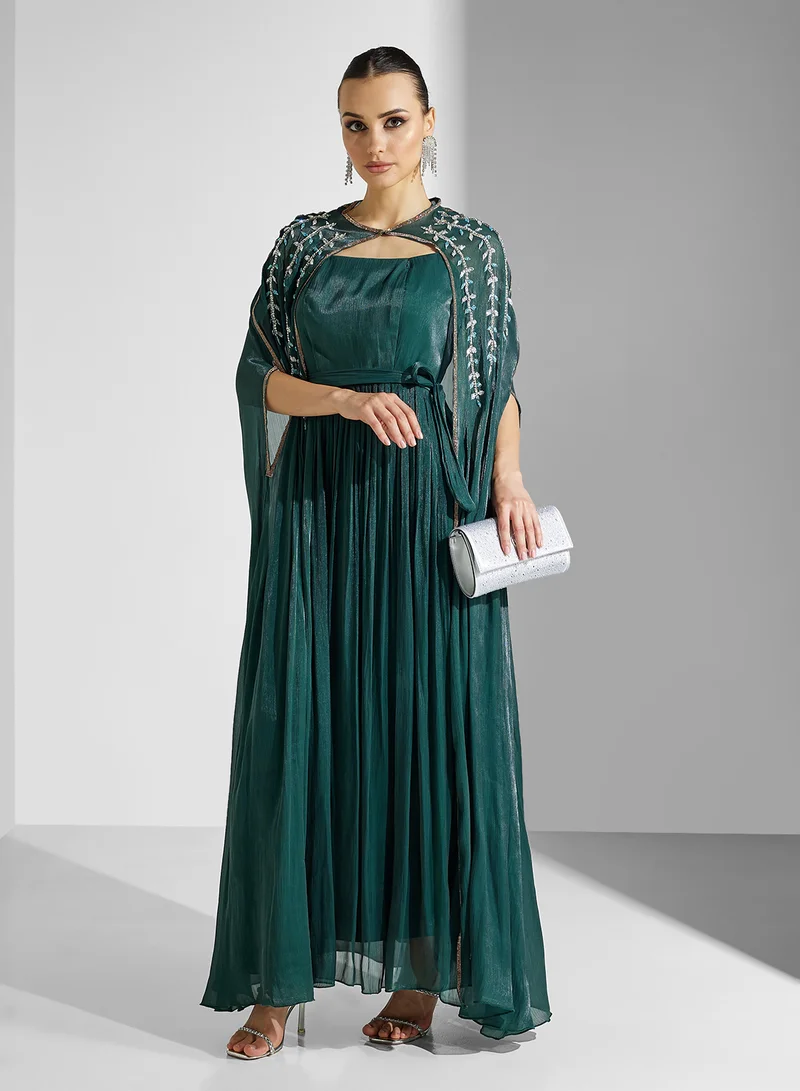hayas closet Cape Sleeve Belted  Moroccan Dress