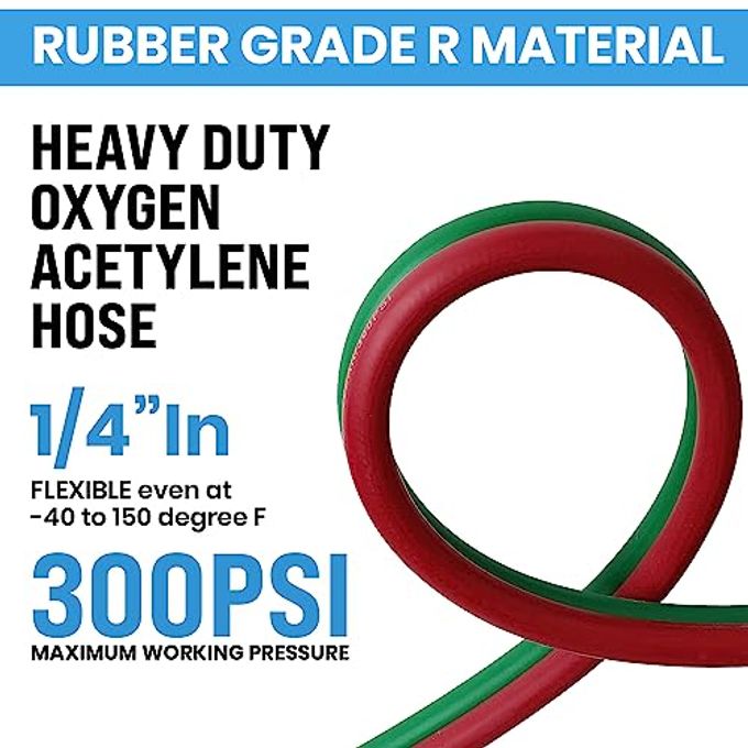 yotoo Heavy Duty Oxygen Acetylene Hose 1/4-Inch  50 Feet With 9/16"-18 B Fittings Twin Welding Hose - Image 2