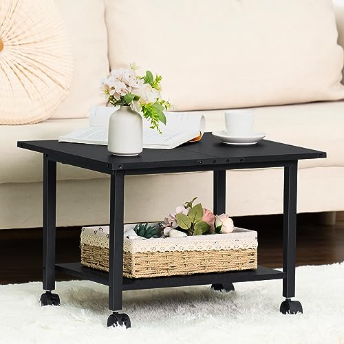 Lerliuo Under Desk Printer Stand, 2-Tier Industrial Mobile Printer Table with Storage Shelf and Steel Frame, Rolling Printer Cart Holder with Lockable Wheels for Home, Office (Black) - Image 4