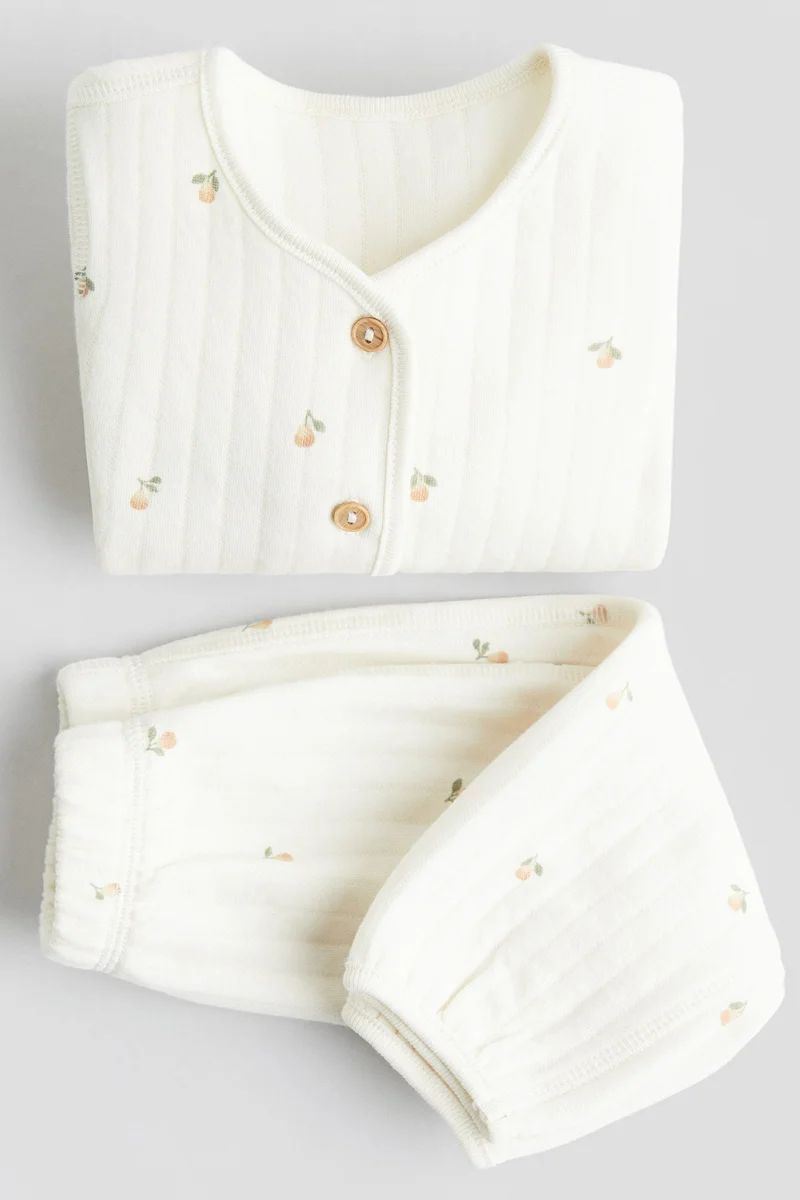 اتش اند ام طقم من قطعتين من قماش الجيرسيه المبطن