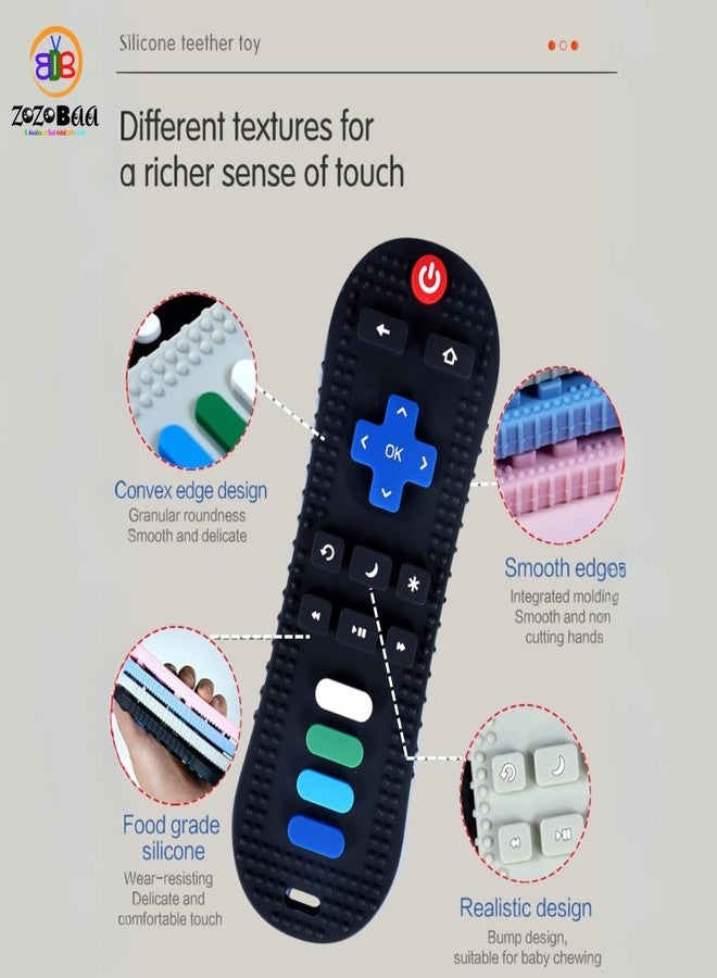 ZoZoBaa TV Remote Soft Silicone Teether for Baby Gums, Teething Toy for Babies, BPA Free, Pain-Relief, Non-Toxic, 100% Food Grade, Soothing & Smooth Edges Easy to Grasp Chewable -Black (Pack of 1) - Image 5