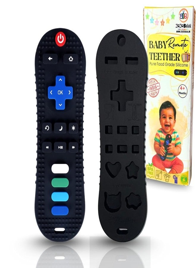 ZoZoBaa TV Remote Soft Silicone Teether for Baby Gums, Teething Toy for Babies, BPA Free, Pain-Relief, Non-Toxic, 100% Food Grade, Soothing & Smooth Edges Easy to Grasp Chewable -Black (Pack of 1) - Image 1
