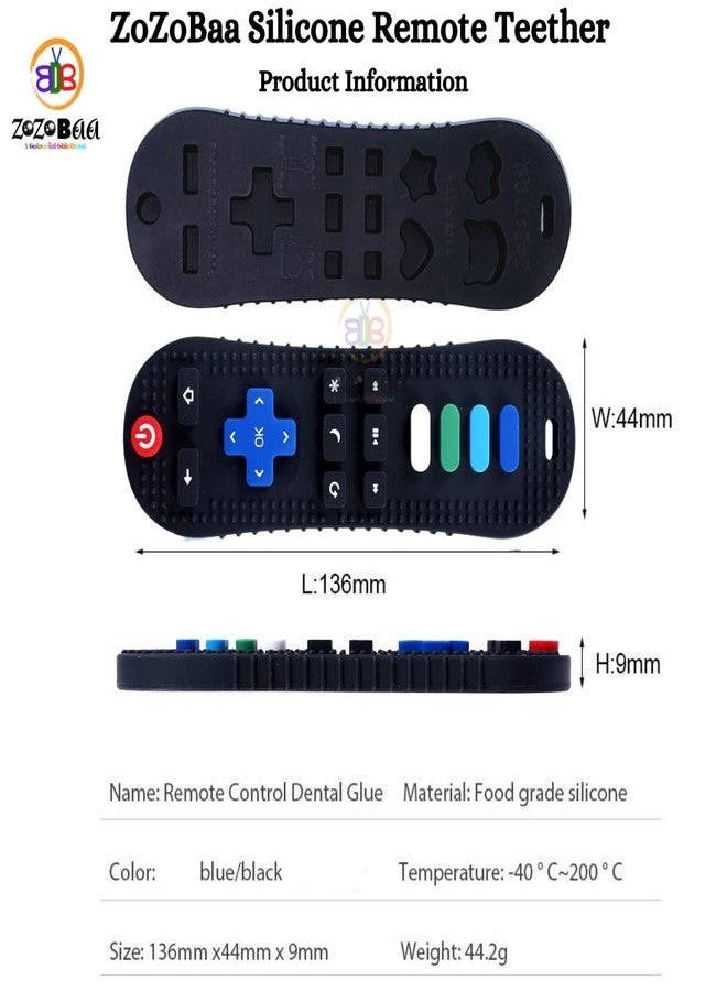 ZoZoBaa TV Remote Soft Silicone Teether for Baby Gums, Teething Toy for Babies, BPA Free, Pain-Relief, Non-Toxic, 100% Food Grade, Soothing & Smooth Edges Easy to Grasp Chewable -Black (Pack of 1) - Image 2