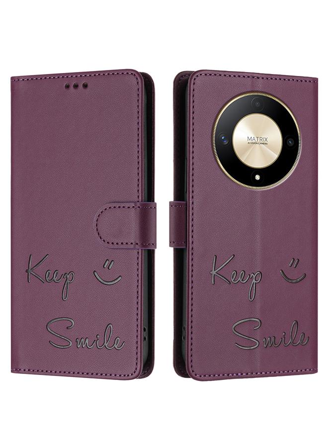 زبون جراب هاتف Honor X9b 5G Global Smile Embossing RFID من الجلد - Image 3