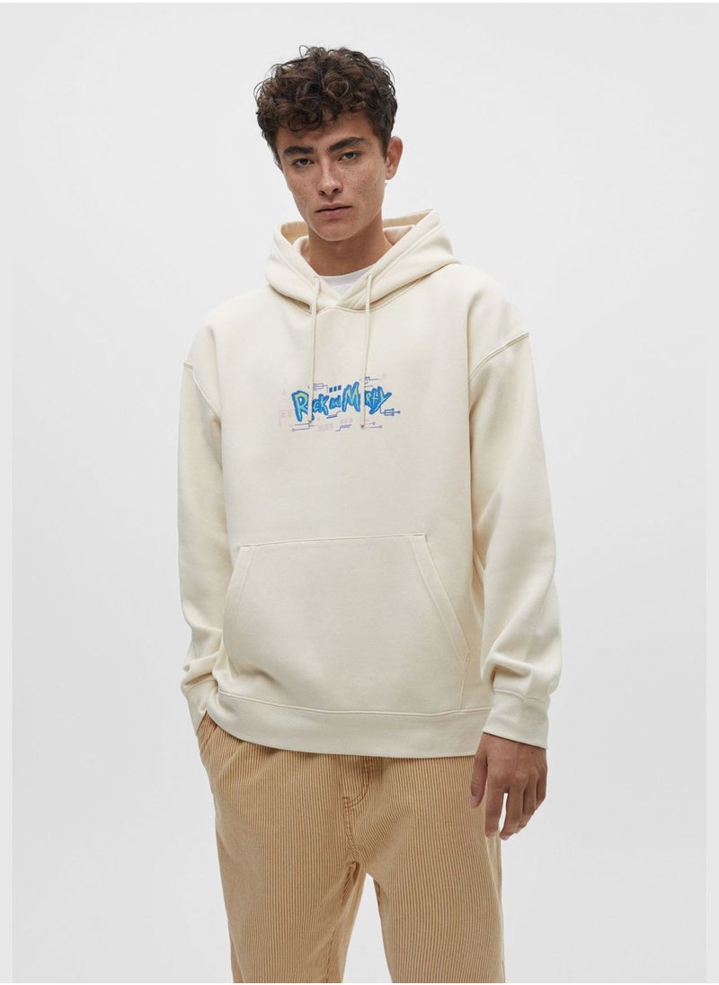 PULL&BEAR - White Rick and Morty hoodie - Image 1
