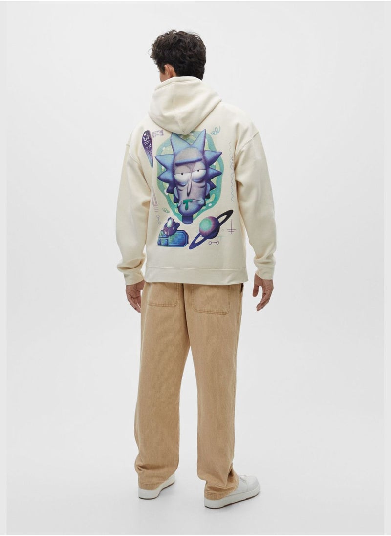 PULL&BEAR - White Rick and Morty hoodie - Image 1