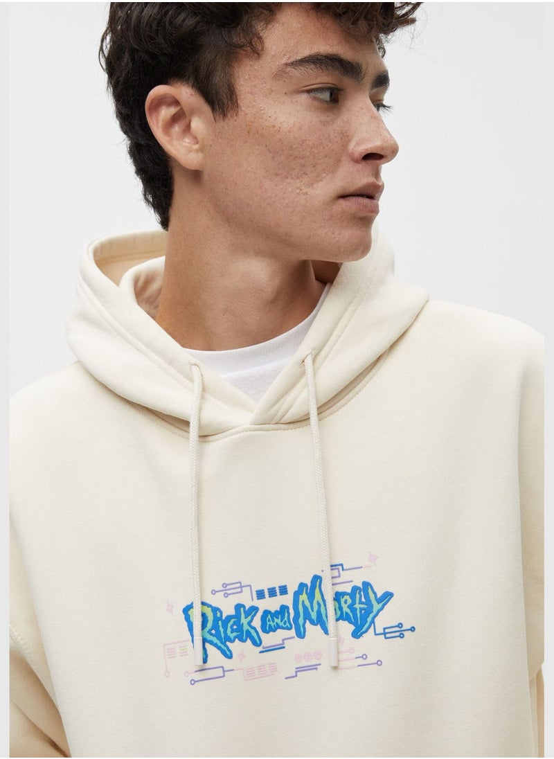 PULL&BEAR - White Rick and Morty hoodie - Image 1