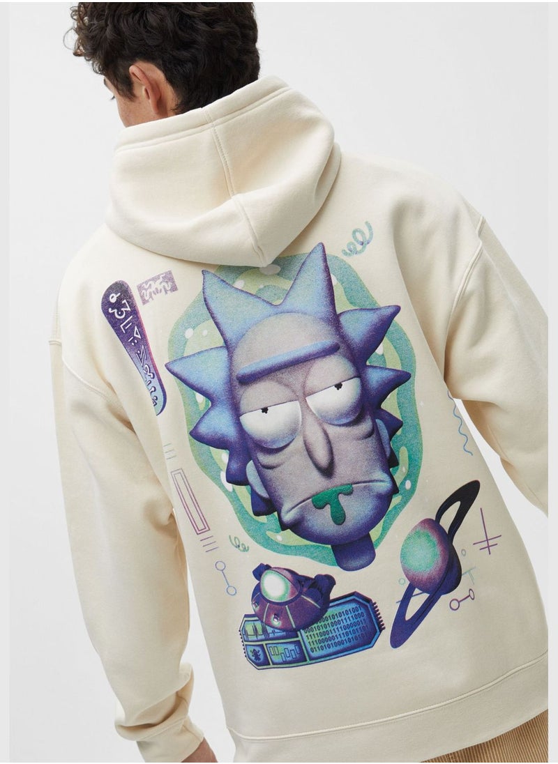 PULL&BEAR - White Rick and Morty hoodie - Image 1