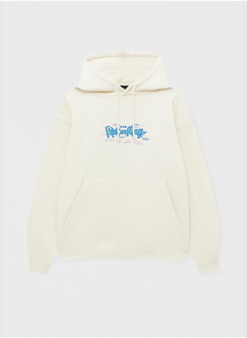 PULL&BEAR - White Rick and Morty hoodie - Image 1