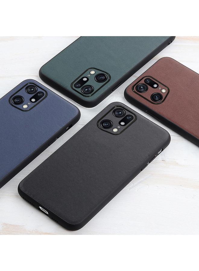 اس-توب جراب لهاتف OPPO Find X5 مصنوع من جلد أصلي بنقشة جلد الحمل وثقب دقيق - Image 4