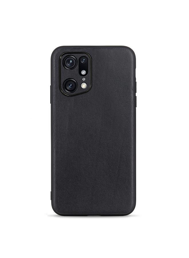 اس-توب جراب لهاتف OPPO Find X5 مصنوع من جلد أصلي بنقشة جلد الحمل وثقب دقيق - Image 1