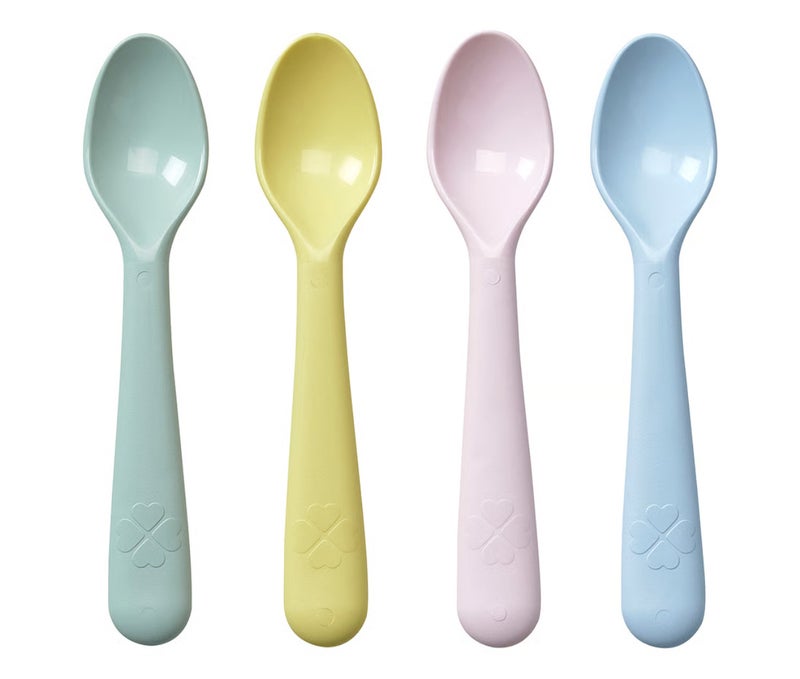 Kids Spoon Set of 4, Mixed Colour Plastic Feeding Spoons, Toddler Utensils with Durable Grip-Friendly Design, Dishwasher-Safe - Image 1