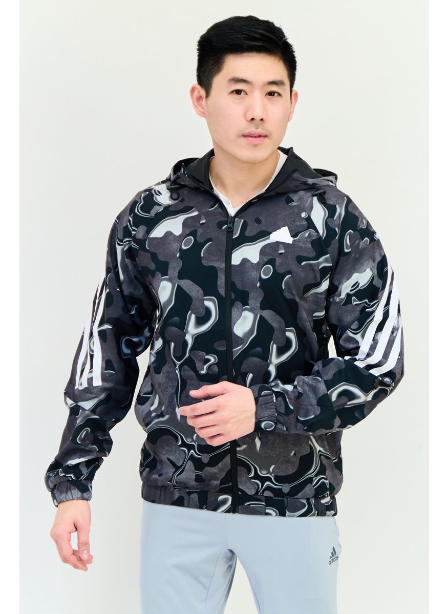 Adidas Men Sportswear Fit Long Sleeve Camouflage Outdoor Jacket, Multicolor  - Image 1