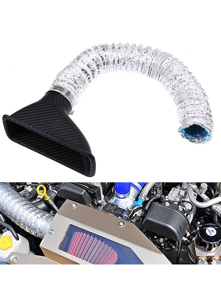 general Car universal air intake horn front bumper carbon fiber texture air intake guide vent modification for naturally aspirated or turbo large air vent - Image 1