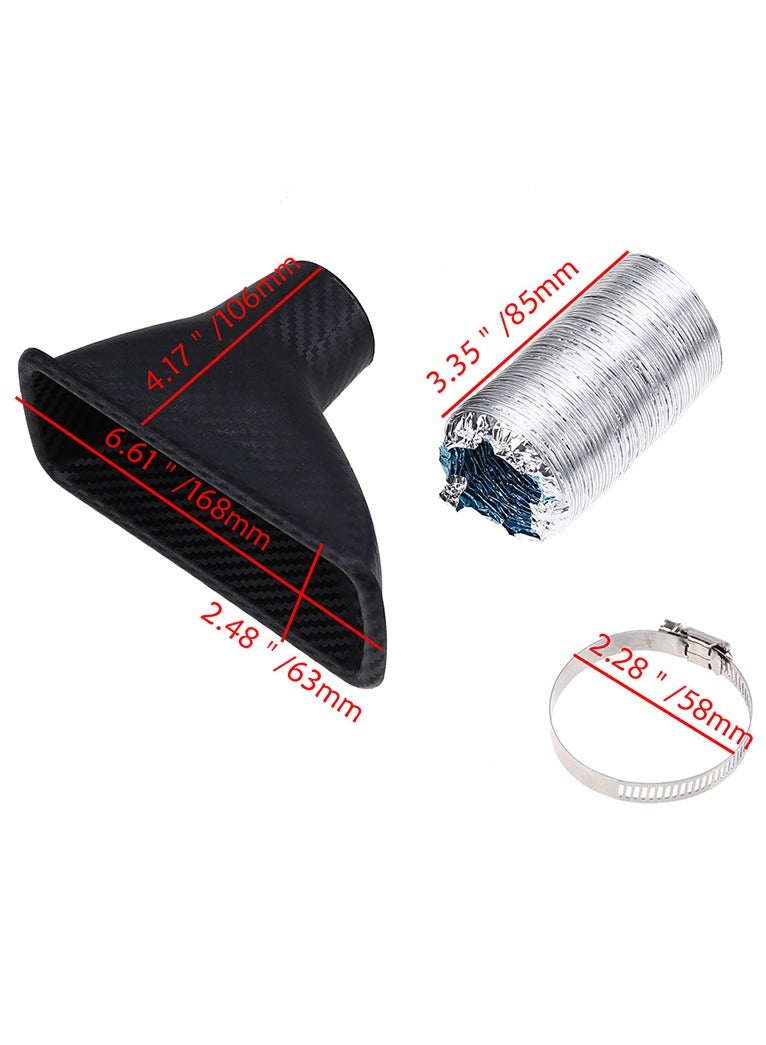 general Car universal air intake horn front bumper carbon fiber texture air intake guide vent modification for naturally aspirated or turbo large air vent - Image 2
