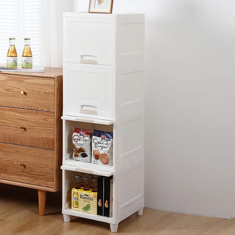 Lamok Multipurpose Stackable Cupboard Drawer for Clothes Kitchen Item Storage Wardrobe Cabinet Organizer for Home Office White 3 Tier - Image 4
