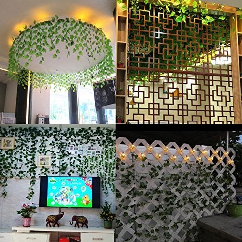 BS AMOR Artificial Creeper Money Plant Leaf Garland | Wall Hanging | Speacial Ocassion Decoration | Home Decor Party | Office Festival Theme Decorative Length 6 Feet Pack Strings (8) (16) - Image 5