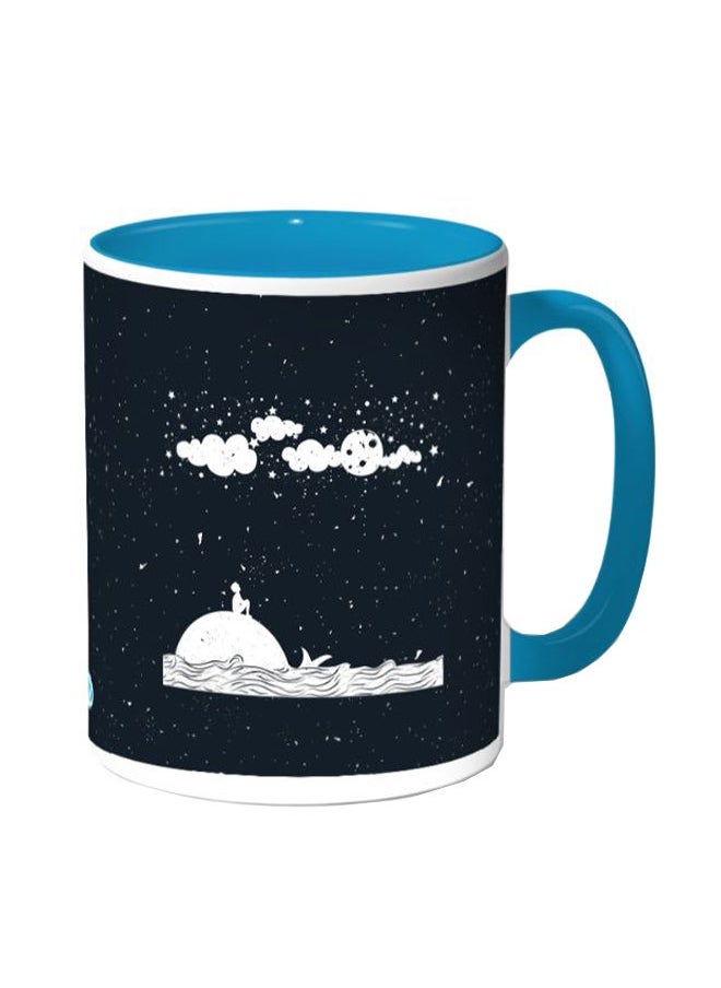 RYN Moon And Stars Printed Coffee Mug Black/Blue 11ounce 