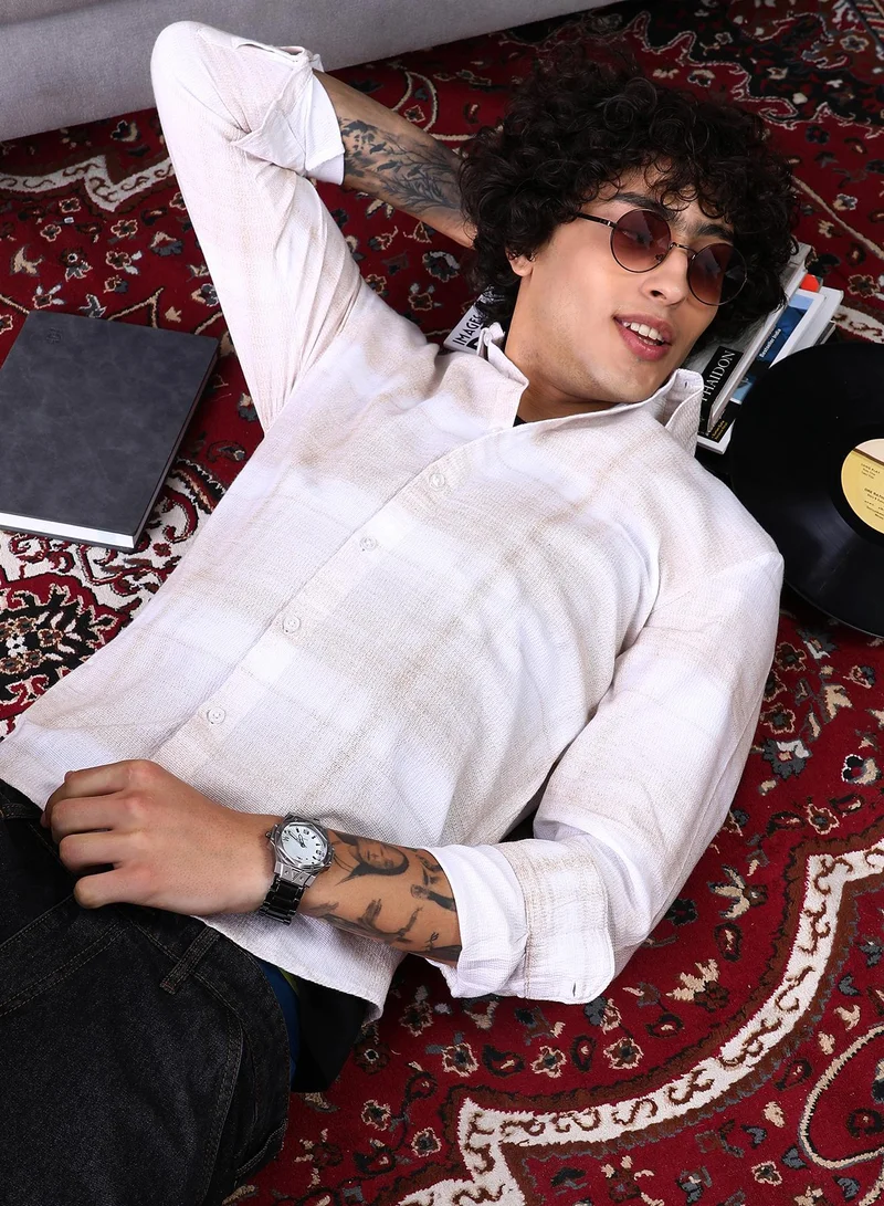 Men's Sand Beige & Daisy White Velobrush-Tactile Shirt