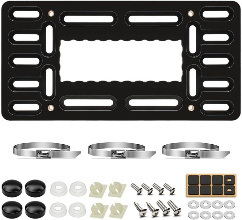 XCLPF Front License Plate Bracket,No Drill Front License Plate Holder,Front License Plate mounting kit,Universal Bumper Car Frame Mount Adapter with Stainless Steel Screw Cap,Cable Ties - Image 1