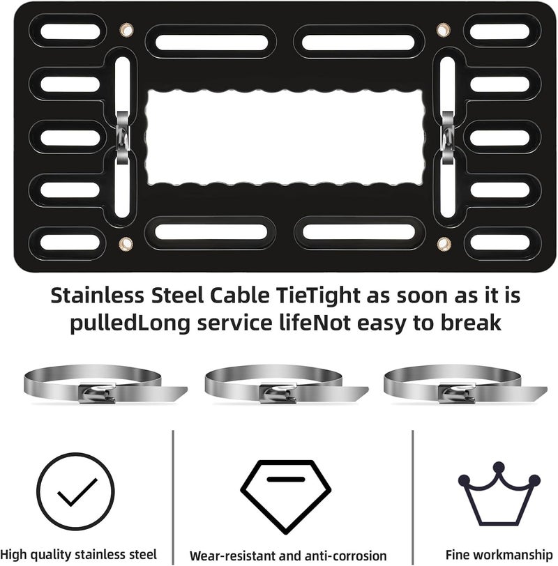 XCLPF Front License Plate Bracket,No Drill Front License Plate Holder,Front License Plate mounting kit,Universal Bumper Car Frame Mount Adapter with Stainless Steel Screw Cap,Cable Ties - Image 3