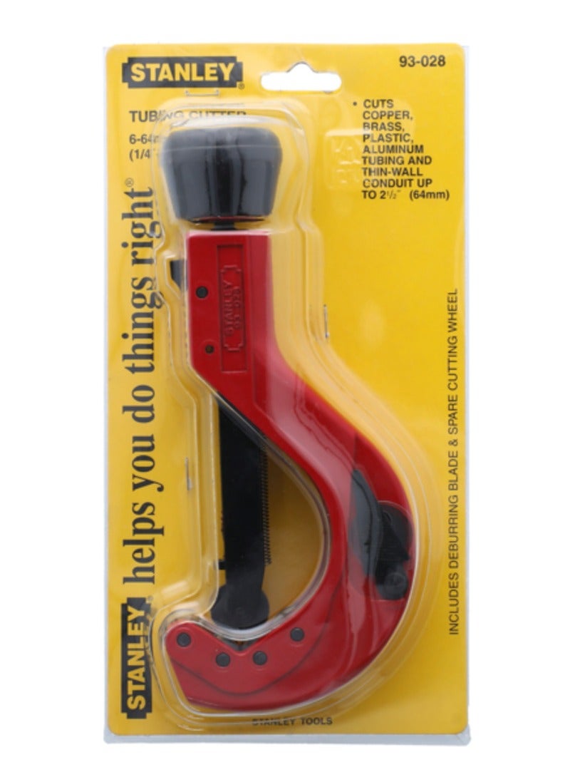 Stanley Metal Tubing Cutter in Red and Black, Adjustable for 6-64mm Pipes - Image 1