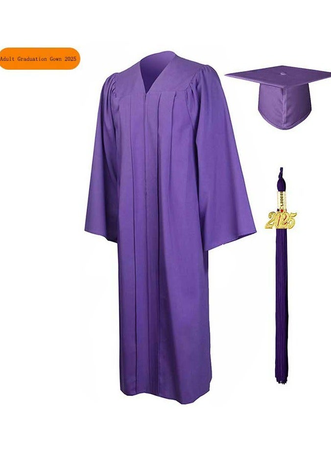 Loquat Middle High School College Graduation Gown Robe With Cap Purple - Image 1