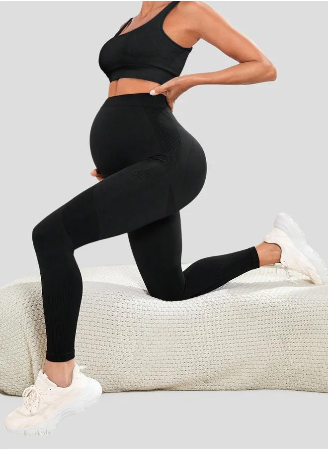 ستايلي Styli Seamless Tonal Jacquard Maternity Leggings
