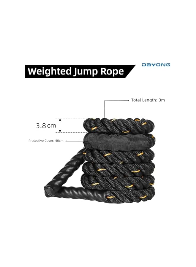 DAYONG Weighted Jump Rope-3M, Heavy Fitness Skiping Ropes For Adult, Strength Training Rope For Home Gym, Core Training, Endurance, Building Muscle And Aerobic. - Image 2