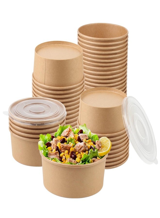 Belinlen 36oz 50 Sets Large Kraft Paper Bowls with Lids, Disposable Bowls with Lids, Paper Salad Bowls, Paper Food Container with Lid Perfect for Hot/Cold Food, Soup, Salad, Ice Cream - Image 1