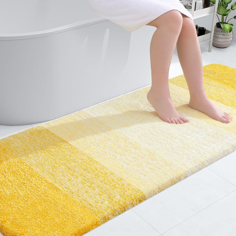 OLANLY Bathroom Runner Rugs 70x24, Extra Soft Absorbent Microfiber Bath Rugs, Rubber Backing, Quick Dry, Machine Washable Bath Mats for Bathroom Floor, Tub and Shower, Home Decor Accessories, Yellow - Image 2