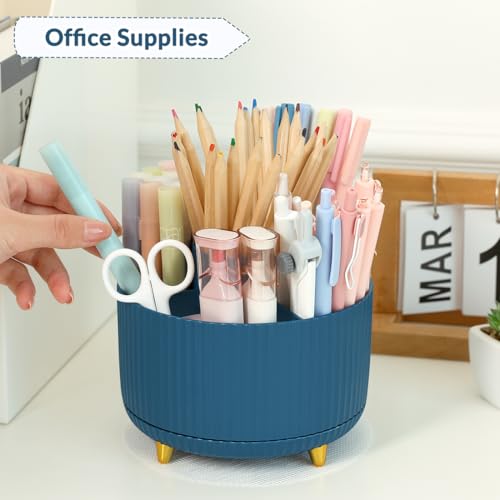 SKYDUE 360 Degree Rotating Desk Organizer DualPurpose Pencil Pen Holder Rotating Desk Pen Organizer with 5 Slots Pencil Cup for Office School Home - Image 3