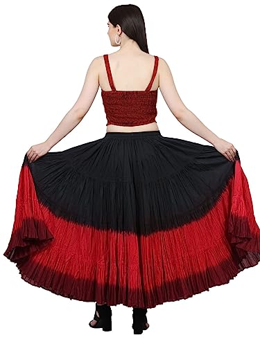 Wevez Women's ATS Tribal Dip Dye 25 Yard Skirt, One Size, Black/Red/Maroon - Image 3