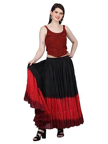 Wevez Women's ATS Tribal Dip Dye 25 Yard Skirt, One Size, Black/Red/Maroon - Image 4