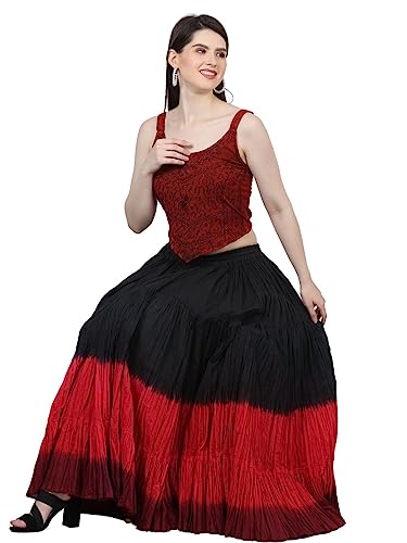 Wevez Women's ATS Tribal Dip Dye 25 Yard Skirt, One Size, Black/Red/Maroon - Image 5