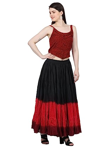 Wevez Women's ATS Tribal Dip Dye 25 Yard Skirt, One Size, Black/Red/Maroon - Image 2