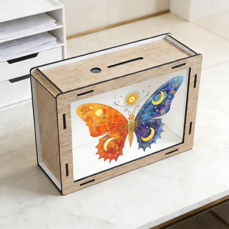 Wooden Piggy Bank With Counting Table For Coins And Bills - Image 3