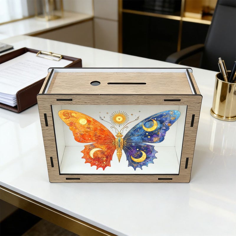 Wooden Piggy Bank With Counting Table For Coins And Bills - Image 2