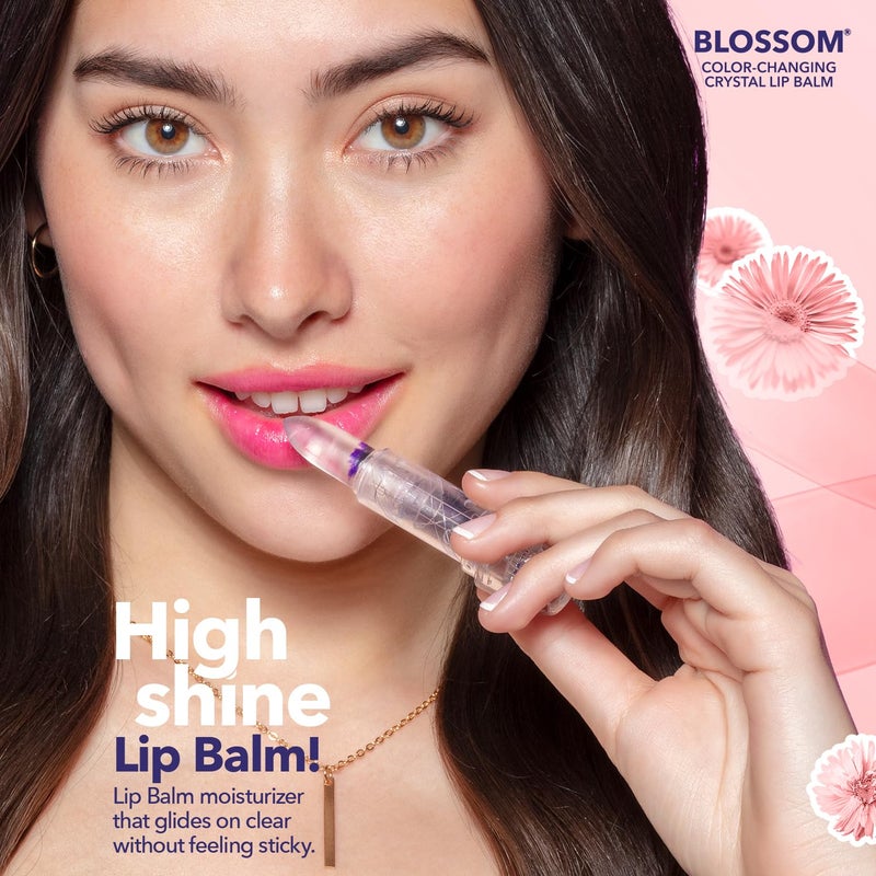 Blossom Lip Gloss Moisturizing pH Lip Balm, Strawberry Scented Color Changing Crystal Lip Stain Tint, Infused with Real Flowers, 3g, Purple - Image 5
