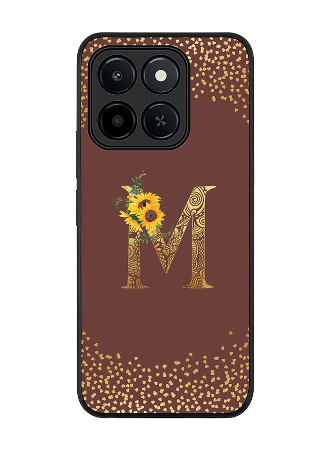 For Honor X6c Case,Slim fit Camera Protection, Shockproof Thin Phone cover  - Custom Floral Monogram - M  (Brown )