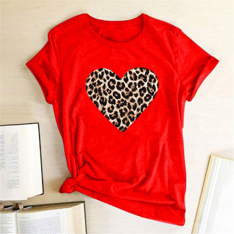 Wish Independent Station Leopard Love Print Short Sleeve T-Shirt - Image 1