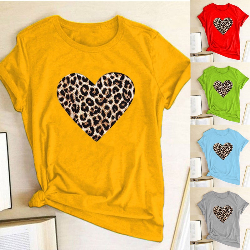 Wish Independent Station Leopard Love Print Short Sleeve T-Shirt - Image 2
