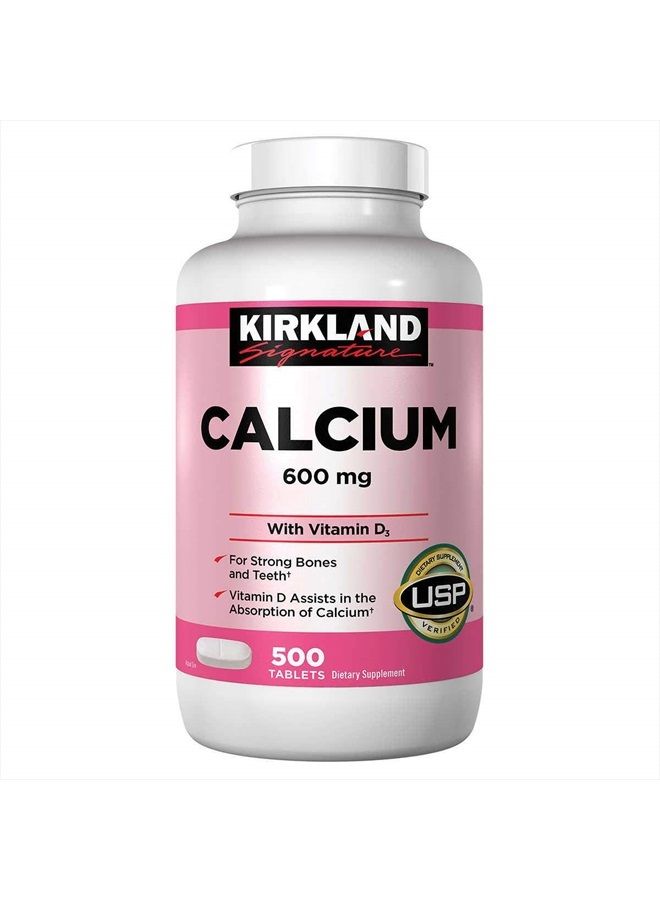 Kirkland Signature , Calcium 600 mg + D3 500 Count pSRpv (Pack of 2)  - Image 1