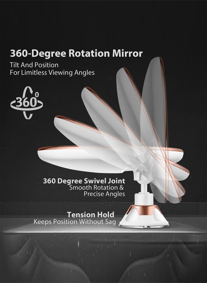 سنوفلاكس سنوفلاكس مرآة مكبرة ٨ بوصات مزودة بإضاءة - مرآة مكياج مكبرة ١٠ مرات مزودة بأكواب شفط - مفصل دوار ٣٦٠ درجة (ذهبي) - Image 3