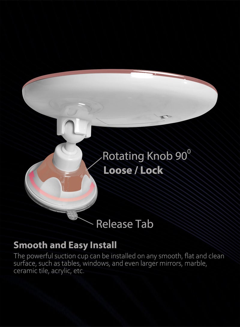 سنوفلاكس سنوفلاكس مرآة مكبرة ٨ بوصات مزودة بإضاءة - مرآة مكياج مكبرة ١٠ مرات مزودة بأكواب شفط - مفصل دوار ٣٦٠ درجة (ذهبي) - Image 5