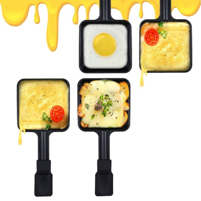 SQUARE SHAPE NONSTICK COATING MINI RACLETTE GRILL PAN CHEESE PAN REPLACEMENTADDITIONAL RACLETTE DISHES MINI GRILL PAN4PCS