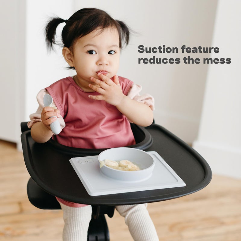 ezpz Mini Bowl (Blue) - 12 Months+ - 100% Silicone Suction Placemat + Bowl for Toddlers - Comes with a Reusable Travel Bag - Image 5